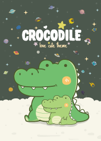 Crocodile Cute Theme Midnight Green