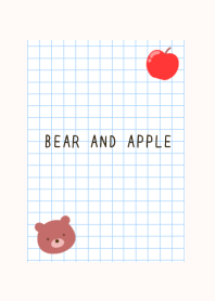 BEAR AND APPLE GRAPH PAPER-CREAM PINK