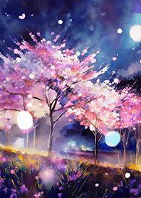 Beautiful night cherry blossoms#1576