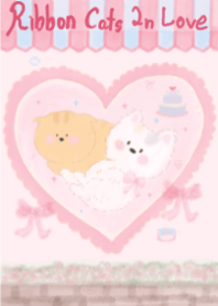 Ribbon Cats In Love (Pastel Pink)