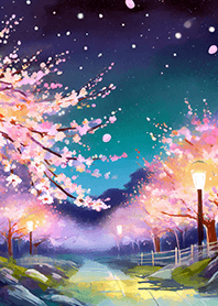 Beautiful night cherry blossoms#580