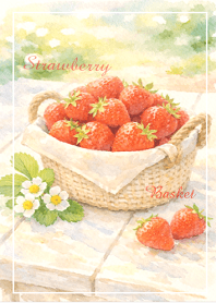 A basket full of strawberries watercolor