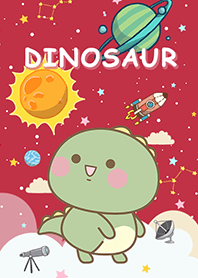 Cute Starry Sky Dinosaur Roaming/red