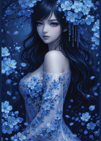 girl with blue flowers