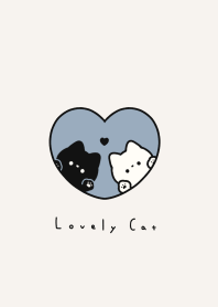 Pair Cats in Heart(line)/blue black BR.