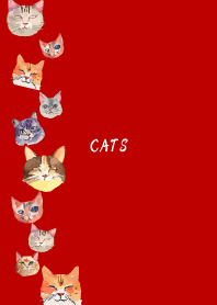 holiday cats2 on red & beige