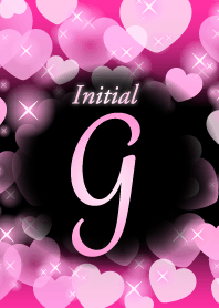 【G】イニシャル❤️ハート-ピンク&黒-