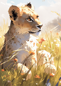 Flower and little lion