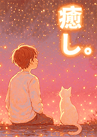 仰望星空的男孩與貓1R 粉紅色 凱瑞精選集