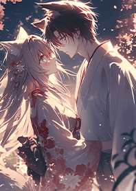 Cat Eared Kimono Lovers under the Sakura
