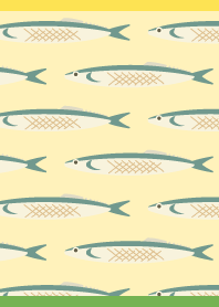 Autumn saury02 on yellow