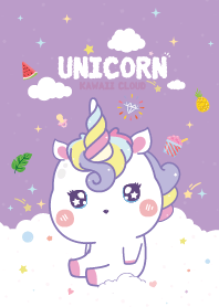 น้องยูนิคอร์น สายไหม สีม่วง