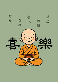 可愛小沙彌來祝福(霧灰綠)