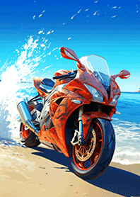 晴天の輝く海①×スポーツバイク
