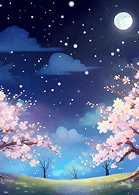 Beautiful night cherry blossoms#1480