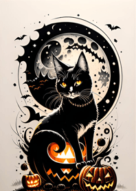 浮世絵万聖節猫 b03856