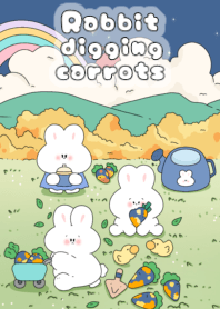 Rabbit digging carrots