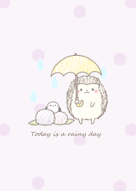 Hedgehog and Shimaenaga -rain- purple 2