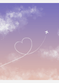 Heart-shaped contrail on white