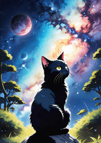 Night Moon Star Cat 93171c