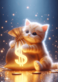 Cat and Golden Money Bag V.2