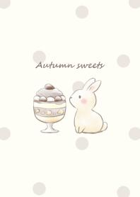 Rabbit and Autumn sweets* -beige- dot