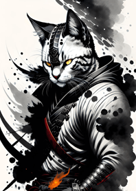 Ink wash cat samurai 40ee12