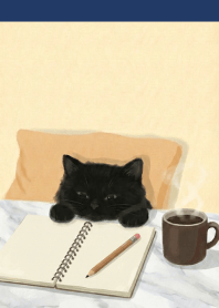 Black Cat Working Beige and Blue Theme