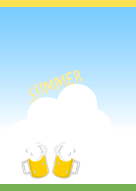 beer in summer on yellow