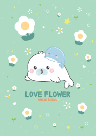 Whale&Seal Love Flower Cute