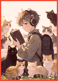 Healing Life-Cat Friends Boy and Cat9.6