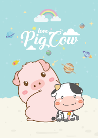 หมูอ้วน&วัวน้อย เฟรนด์ลี่ สีฟ้า