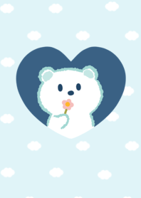 mini heart bear blue