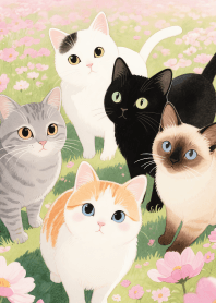 Pretty Cat Gang in Pink field