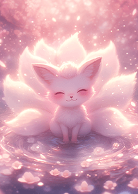 Cherry blossom lake's nine-tailed fox