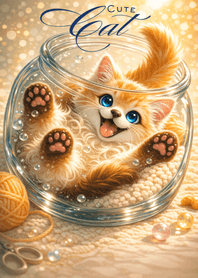 Fluffy Ginger Cat in Glass Jar