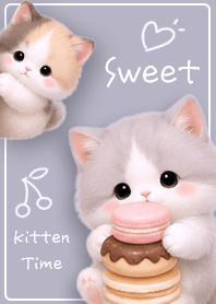 purple Fluffy Kitten's Snack Time