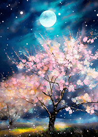Beautiful night cherry blossoms#1005