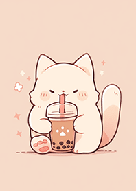 a cat drinking bubble tea 2