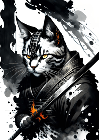 Ink wash cat samurai 9e6DA5