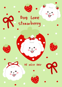 Dog love strawberry minimal green cute