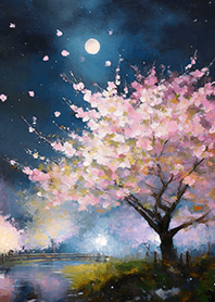 Beautiful night cherry blossoms#2994