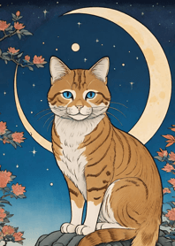 Cat under the Moon E94561
