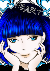 Blue heart mark & girls
