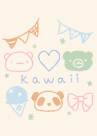 kawaii くま白くまパンダ くすみカラー
