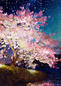 Beautiful night cherry blossoms#1235