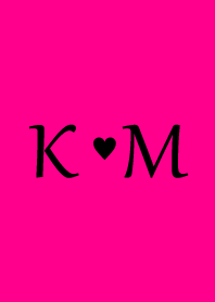 Initial "K & M" Vivid pink & black.
