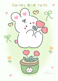 Bunny and tulip >_____<