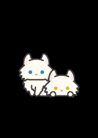 White Curl Cat*darkmode*long-haired*