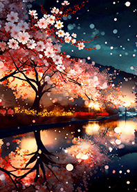 Beautiful night cherry blossoms#1644
